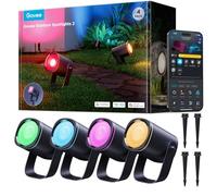 Govee Focos LED Exterior 2, 700lm RGBWIC Luces Exterior Jardin, 4 paquetes | IP67, 69 Modos de Escena y 16 Mio Colores, Múltiples Formas de Instalación, Funciona con Alexa, Google Assistant, Matter