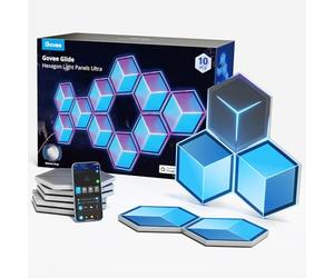 Govee Glide Hexagon Paneles de Luz Ultra, 3D Luces de Pared RGBIC con Alexa, Lámpara Hexagonal con 129 LEDs, 60 Modos de Escena para Gaming, Paredes, Habitaciones, Meteorito Gris,10 Paneles