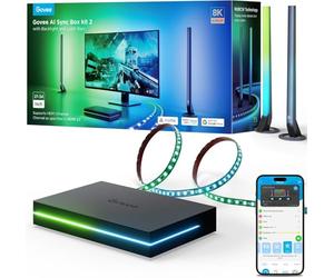 Govee HDMI 2.1 Sync Box Kit 2, con barra de luz y tira de LED y AI Sync Box | admite 8K@60Hz, 4K@144Hz, VRR y ALLM, funciona con Matter y Alexa, retroiluminación de monitor de 27-34 pulgadas