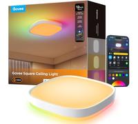 Govee Lampara Techo Cuadrada RGBIC, Inteligente Plafon LED 2400lm, 30cm | 2700K a 6500K, 16 Millones de Colores, 70+ Escenas, Compatible con APP Matter Alexa, Adecuado para Salón Dormitorio y Cocina