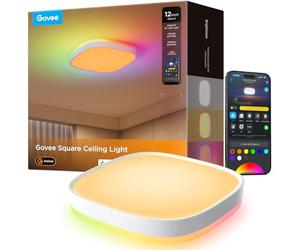 Govee Lampara Techo LED, Inteligente Plafon LED Techo 24W RGBIC 2400LM Compatible con Matter, Alexa y Google Assistant, 16 Millones de Colores DIY para Dormitorio Sala de Estar Cocina Cuadrada, 30cm