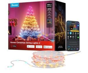 Govee Luces de Navidad, Decoraciones de Halloween para Interior, 20M RGBWIC Lights con Tecnología Smart Mapping, 130+ Modos de Escena Dinámicos, Cables Transparentes