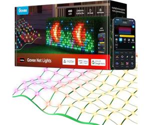 Govee Luces de Red para Arbustos con 480 LED, Luces de Malla Inteligentes para Exter de 0,87 × 2,9M con Múltiples Modos y Función DIY para Decoración Arbustos, IP67 a Prueba de Agua