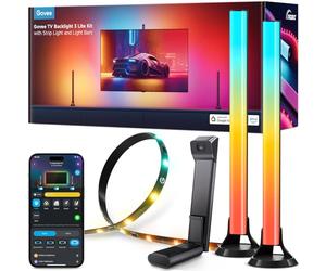 Govee Luces LED TV Retroiluminación 3 Lite Kit, Luces LED para TV de 55 a 65 Pulgadas，Tira de Luz LED RGBICW Wi-Fi de 3.6M con Cámara y Barras de Luz Inteligente de 38cm