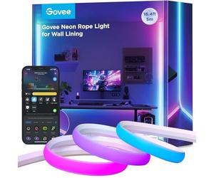 Govee Neon Tira LED para Cenefa, 5M RGBIC Luces LED de Luz para Líneas y Esquinas de Pared, Compatible con Matter, Sinc de Música, Cortable, para Sala de estar, Sala de Juegos, Dormitorio, Corredor