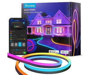 Govee Tira de LED de Neón 10m RGBIC IP67 Tira de LED RGBIC a Prueba de Agua con Control de Aplicación y Control de Segmento para Exteriores