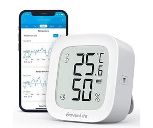 GoveeLife Higrómetro Wi-Fi Termómetro digital Temperatura y humedad Interior Control remoto Notificación de aplicación y almacenamiento de datos