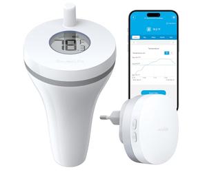 GoveeLife Termómetro de piscina WiFi con aplicación, Termómetro flotante inalámbrico digital con impermeabilidad IPX7, alarma de notificación para bañera, acuario, jacuzzi y spa