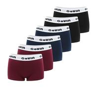 GoVIA Bragas Mujer Algodón Bóxers para Mujer Braguitas Cinturón Deportivo Ropa Interior Cintura Media Pack de 6,Negro Magenta Azul Marino XL