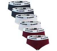 GoVIA® Braguita de Algodón para Mujer (Paquete de 6) - Bikini Ropa Interior Deportiva 3922 Negro Blanco Rojo XL