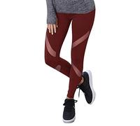 GoVIA Mujer Ropa Deportiva Leggings Mesh Fitness Mujeres Yoga Pantalones Malla Costura Deporte Gym Medias 4107 Rojo Oscuro S/M