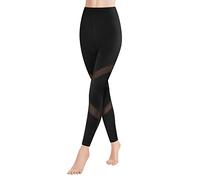 GoVIA Mujer Ropa Deportiva Leggings Mesh Fitness Mujeres Yoga Pantalones Malla Costura Deporte Gym Medias 4132 Negro S/M