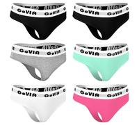 GoVIA Ropa Interior Tangas para Mujer Algodon Hilo Deporte Pack 6 3923 BL L