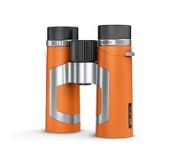 GoView ZOOMR 10x34 prismáticos compactos y portátiles (Aumento de 10x, Carcasa de magnesio, Incluye Adaptador para Smartphone y Accesorios) Sunset Orange