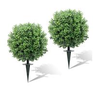GOVIRAYE Bolas Topiarias Artificiales de Boj de 24 Pulgadas, Paquete de 2, Arbustos Falsos Realistas Resistentes a la Intemperie, Decoración Duradera para Navidad, Porche y Exhibiciones