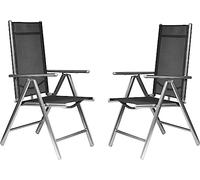 GOVITA - Juego de sillas plegables de exterior, silla de jardín plegable de aluminio y textiles, respaldo ajustable a 8 niveles, capacidad de carga 157,5 kg, color New York Grey (2 unidades)