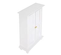 GOWENIC Armario de Muñecas de Madera Blanca en Miniatura Escala 1:12 | Diseño de puerta doble, muebles de dormitorio para casa pequeña, armario diorama coleccionable, 6 pulgadas de alto