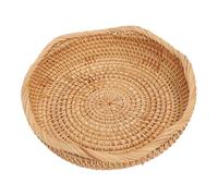 GOWENIC Cesta de Mimbre Tejida a Mano, Cuenco de Almacenamiento Redondo para Cocina, Sala de Estar, Comedor con Estilo Rural para Decoración del Hogar (Medio)