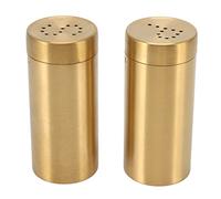 GOWENIC Coctelera de Condimentos Dorada, Paquete de 2 |Tarros de Especias de Acero Inoxidable Inoxidable con Tapa de Rosca para Sal, Pimentón y Pimienta