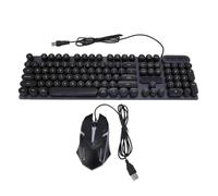 GOWENIC Combinación de Teclado y Mouse con Teclas Redondas Máquina de Escribir USB Retroiluminada de 1600 PPP Comodidad y Durabilidad Teclado Mouse con Cable RGB para Trabajos de Juegos (D500