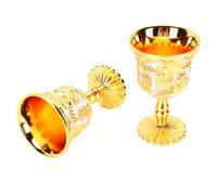 GOWENIC Copa de Vino Vintage, 2 Piezas, Copa de Vino Tinto Retro en Relieve de Metal, de Lujo para Beber para Decoración del Hogar, Fiesta de Boda, Construcción de Metal de Primera Calidad con (WHITE)