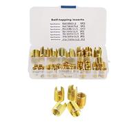 GOWENIC Kit de Insertos de Rosca Ranurada 50 Piezas |Reparación de Rosca de Latón Autorroscante para M3 M4 M5 M6 M8 M10 M12, Fuerte Resistencia a la Tracción