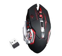 GOWENIC Ratón Inalámbrico Recargable, Agarre Cómodo, Experiencia de Usuario Suave e Inmersiva, con Función de Silencio, para Trabajar en Juegos de PC (Black #3D)