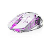 GOWENIC Ratón Inalámbrico Recargable, Agarre Cómodo, Experiencia de Usuario Suave e Inmersiva, con Función de Silencio, para Trabajar en Juegos de PC (Black #3A)