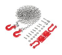 GOWENIC RC Tow Hitch Chain Set for 1/10 RC Crawler, Red U-Shaped Tow Hook Accessories, Heavy Duty Metal Towing Recovery Gear for RC Rock Crawler Trucks