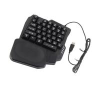 GOWENIC Teclado para Juegos con una Mano, 35 Teclas con Cable USB, Letras Arcoíris Que Brillan, Teclado con Sensación Mecánica con una Sola Mano, Reposamuñecas Ancho, Teclado Negro con