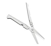 GOWENIC Tijeras Plegables con Regla de Medición, Tijeras Portátiles Livianas para Acampar, Viajar, Al Aire Libre, Pequeñas Plegables para Senderismo, Supervivencia (SILVER)