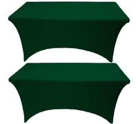 Gowinex Paquete de 2 manteles de elastano verde Hunter de 8 pies para mesa rectangular, eventos, bodas, banquetes y fiestas