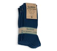 GoWith 4-5 pares de calcetines unisex naturales 97% algodón, algodón puro, cómodos, acogedores, transpirables, sin costuras, casuales, para hombres y mujeres, Azul marino - 4 pares, Medium