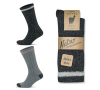 GoWith Calcetines de lana de alpaca para hombre, paquete de 2 pares, lana natural, efecto térmico, acogedores, cómodos, para invierno, gris y gris oscuro, talla 36-42 y 44, Gray Ant - 2 Pares, 5-8