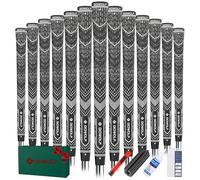 Gowolf Puños de golf de goma multicompuesto, palos de golf para palos de golf, elige 13 empuñaduras con 15 cintas o 13 empuñaduras con kits completos (negro + blanco (13 empuñaduras con kit),