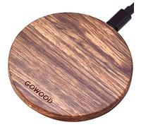 GOWOOD - Cargador inalámbrico Fast Zebra Wood de 15 W - Cargador inalámbrico rápido con Cable de Carga Fuerte y Resistente de 2 m - Cargador inalámbrico USB-C Integrado LED