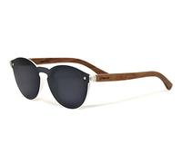 GOWOOD Gafas de sol redondas de madera de nogal para mujeres y hombres con lentes polarizadas oscuras de estilo especial de una pieza