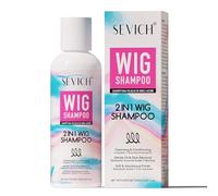 Gowwim Champú y acondicionador 2 en 1 para pelucas, desenredante y control de encrespamiento para pelucas sintéticas y humanas, limpieza profunda, hidratante y alisadora, 100 ml