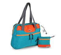 GOX Foldable Bags for Travel Duffel Bag Packable Tote Bag Carry on Luggage Weekender Overnight Bag for Women (Turquoise)