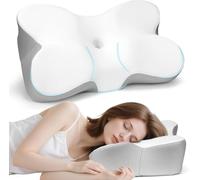 GOXIFACA Almohada cervical de espuma viscoelástica para aliviar el dolor de cuello, almohada ortopédica con diseño ergonómico para dormir de lado, espalda, estómago, alineación de cabeza y hombros