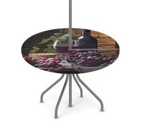 Goxnero Mantel redondo de uvas frescas con agujero para paraguas y cremallera, mantel redondo lavable e impermeable para fiesta, picnic, patio (apto para mesa de 36 a 44 pulgadas)