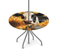 Goxnero Mantel redondo vintage con agujero para paraguas y cremallera, impermeable, redondo, ajustable, para fiesta, picnic, patio (apto para mesa de 36 a 44 pulgadas)