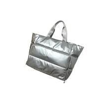 GOXQIT Bolso de mano for mujer, gran capacidad, acolchado grueso, for abrigo, bolso con almohada for el trabajo, hombro for la axila Para Viajes Compras Trabajo(Silver)