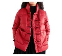 GOXQIT Chaquetas Ligeras Acolchadas Abrigos acolchados de plumón for mujer, chaquetas for, ropa con relleno grueso, ligeros(Red,L)