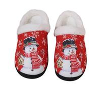 GOXQIT Christmas Cotton Slippers Women Mix Color Anti Slip Plush Slides Woman Indoor Comfort Warm Mujer para Hogar(Red,38-39)