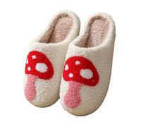 GOXQIT Christmas Warm Cotton Slippers Women Winter Comfortable Home Slides Cute Furry Reindeer Plush Sandals For Men para Hogar(MG,42-43)