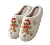 GOXQIT Christmas Warm Cotton Slippers Women Winter Comfortable Home Slides Cute Furry Reindeer Plush Sandals For Men para Hogar(Bear,42-43)