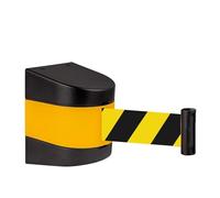 GOXQIT Cinta de advertencia seguridad 2,0 M, cinturón telescópico montado en la pared, línea negra y amarilla, aislamiento pasillo, 1 Uds Para Montaje(Black and Yellow,3.0m)