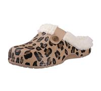 GOXQIT Classic Fur Lined Clogs For Women Waterproof Winter Fuzzy Slippers Mens Cotton Shoes For Indoor and Outdoor Rubber Soles para Hogar(Leopard Print,37-38)