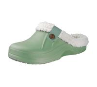 GOXQIT Classic Fur Lined Clogs For Women Waterproof Winter Fuzzy Slippers Mens Cotton Shoes For Indoor and Outdoor Rubber Soles para Hogar(Green,42-43)